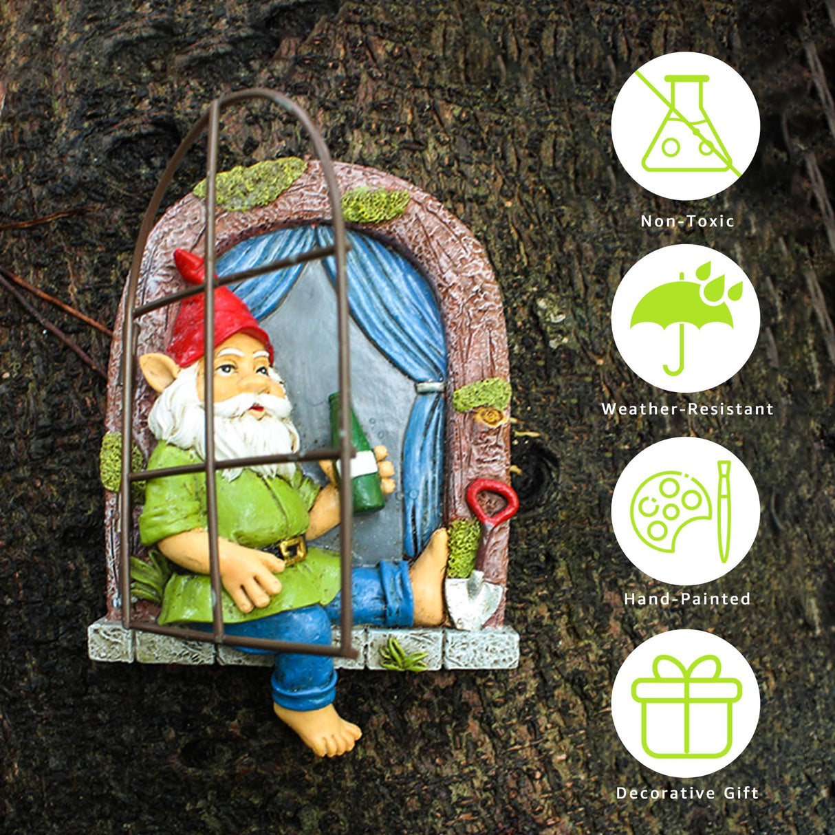 Colomix Gnome Tree Hugger, Funny Garden Gnomes Outdoor Decorations for Lawn Patio Yard Home Decor, Spring Gardening Gnome Gifts, Whimsical Tree Sculpture Peeker Yard Art