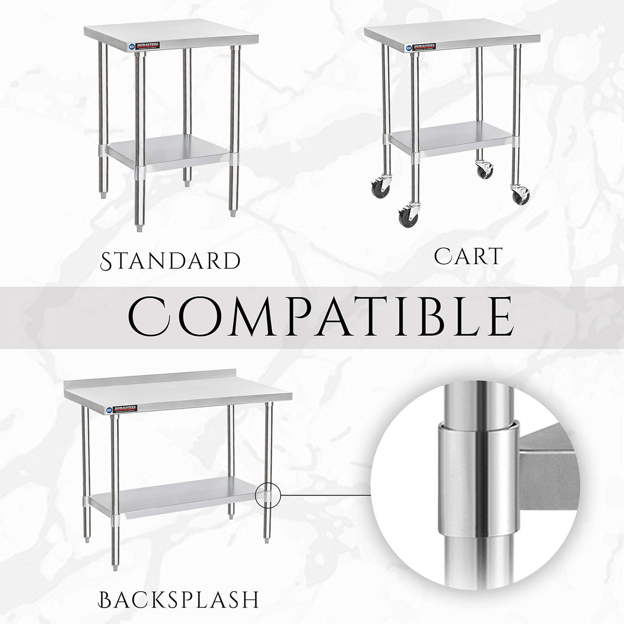 DuraSteel Galvanized Under Shelf for Work Tables - Extra Adjustable Lower Shelf for 30" x 12" Stainless Steel and Wooden Worktables - Fits for use in Restaurant, Warehouse, Home, Kitchen, Garage
