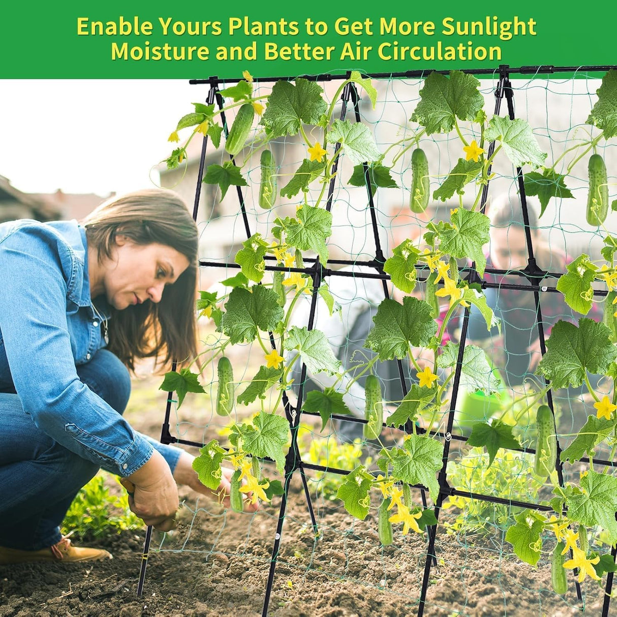 OTOSUNNY Cucumber Trellis for Raised Garden Bed, 50 x 48 in, Black