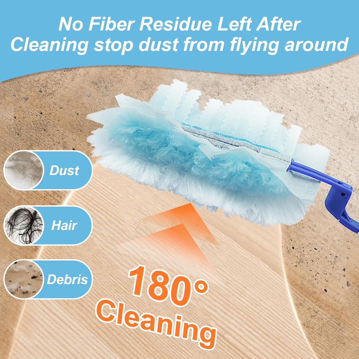 50 Count Duster Refills Kit for Swiffer Duster, One-Sided Electrostatic Duster with 2 Handles, Heavy Duty Dusters Refills Replacement for Cleaning Home, Blinds, Fans, Corners