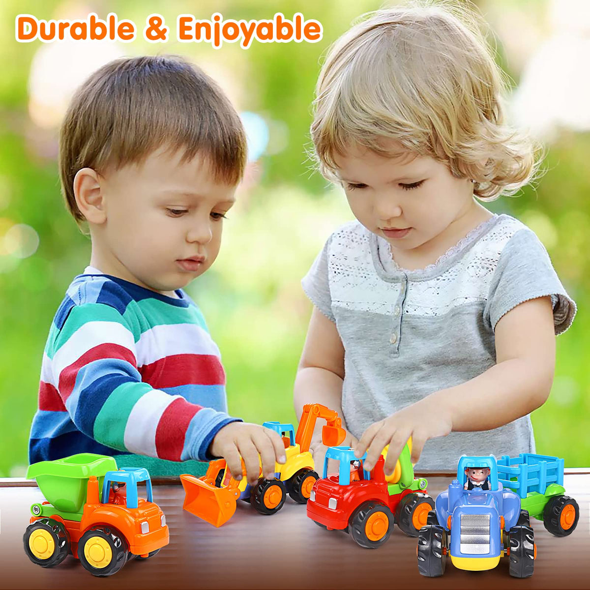 Toddler Toy Car,4PCS Inertia Toy Push and Go Cars,Toys for 2 Year Old Boy