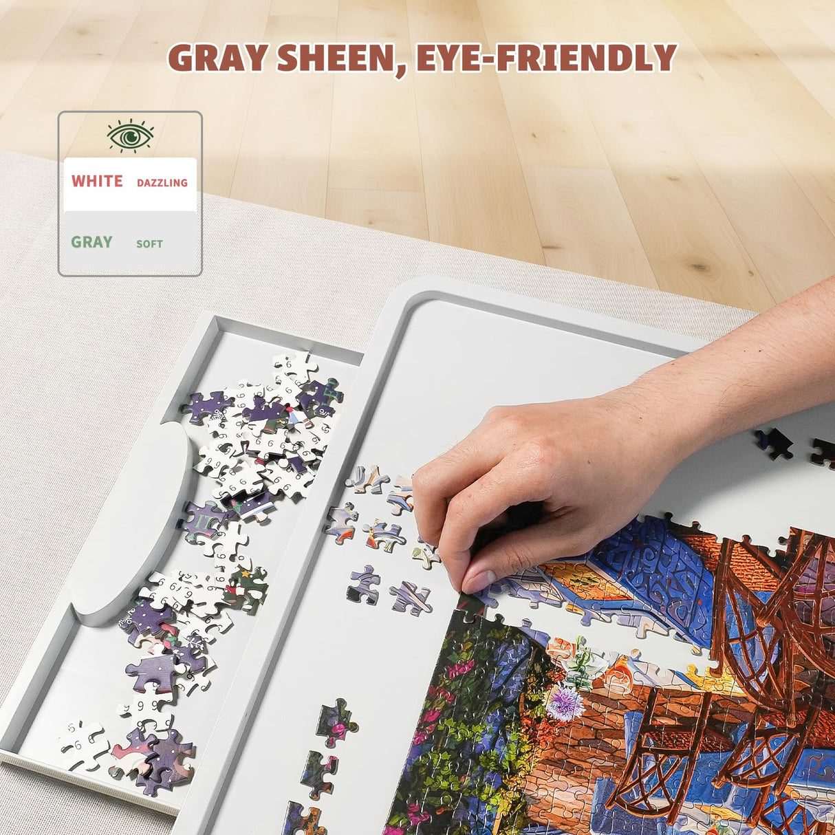 BuilderButler Lightweight 1500 Pieces Rotating Puzzle Board with 6 Sliding Drawers and Cover – 360° Lazy Susan Spinning, 34.25"x26.38" Portable Plastic Puzzle Table, Christmas Gift for Mom