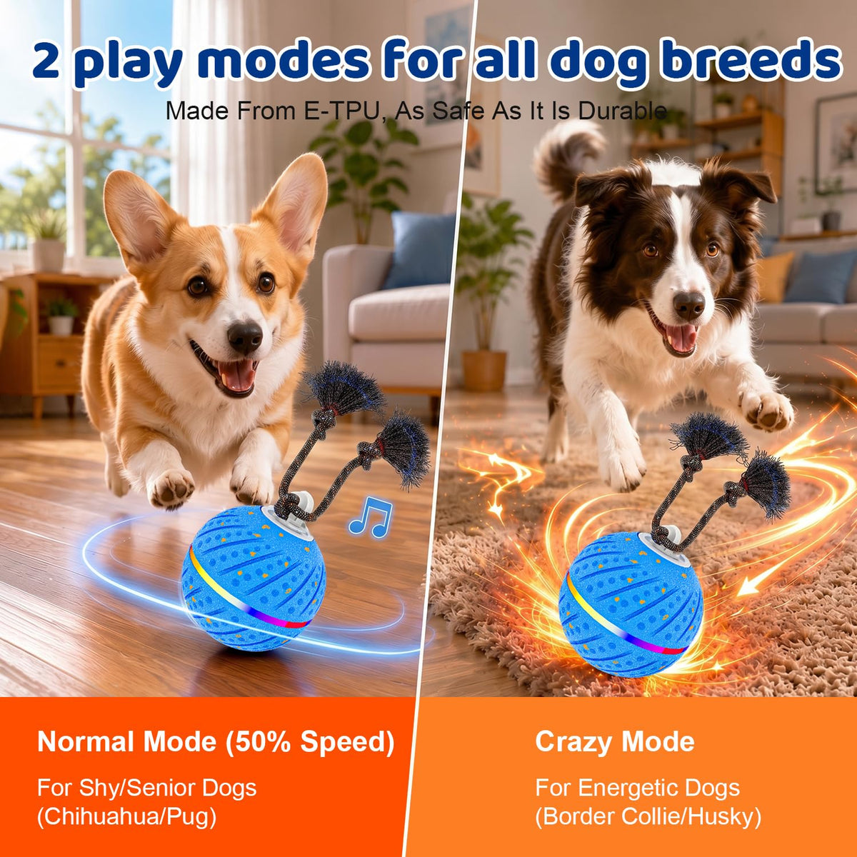 Smart Interactive Dog Toys Ball for Aggressive Chewers Medium Large,E-TPU 1