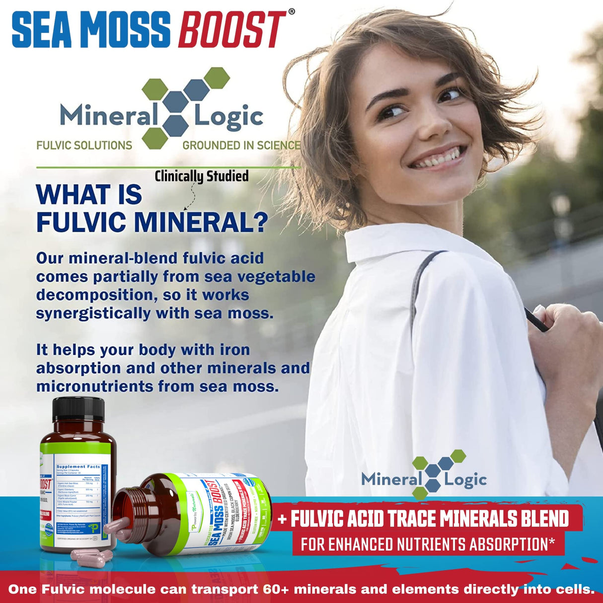 Power By Naturals Sea Moss Advanced with Black Seed Oil & Elderberry Capsules - Certified Organic Irish Sea Moss Capsules for Energy, Gut & Immune Support - Sea Moss Pills with (60+ Minerals) 60 Pills