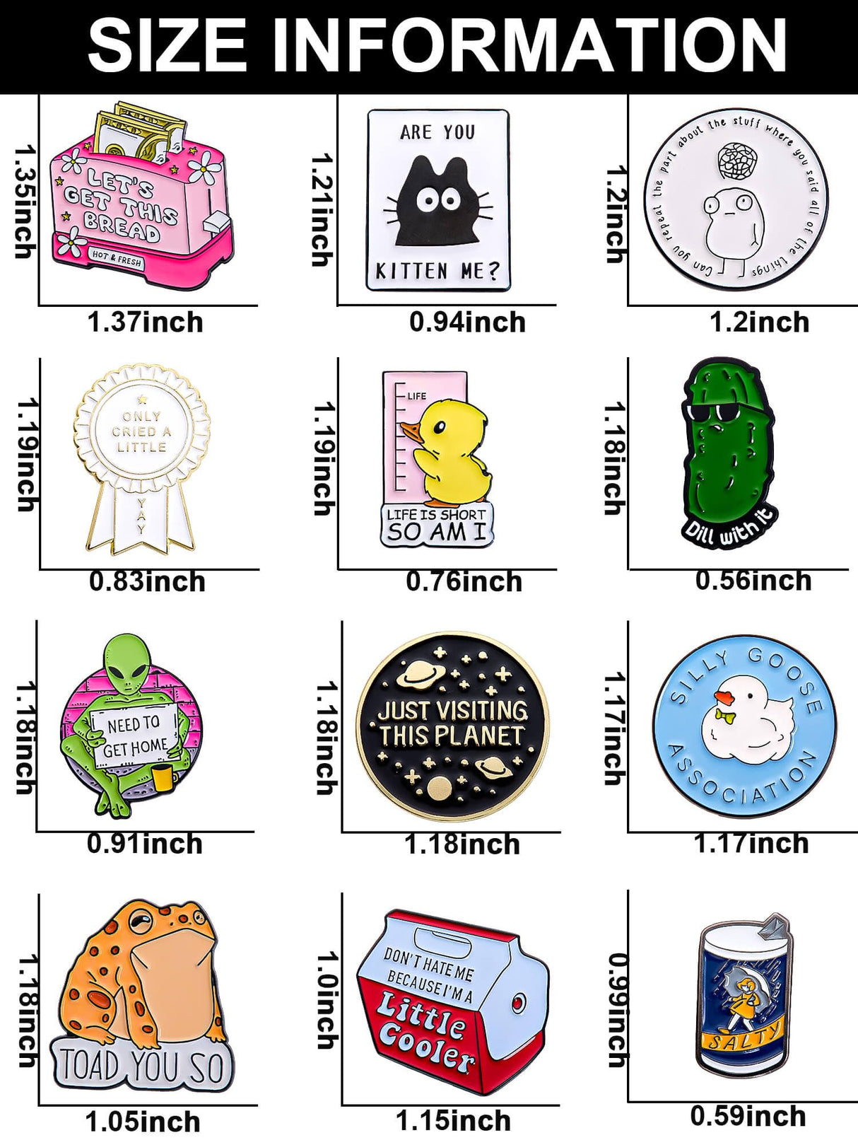 Anjulery Funny Enamel Pins Set of 12 – Sarcastic & Meme-Inspired Lapel Pins for Jackets, Backpacks, Hats & More – Unique Gift for Friends, Teens & Pin Collectors (Assorted-C)
