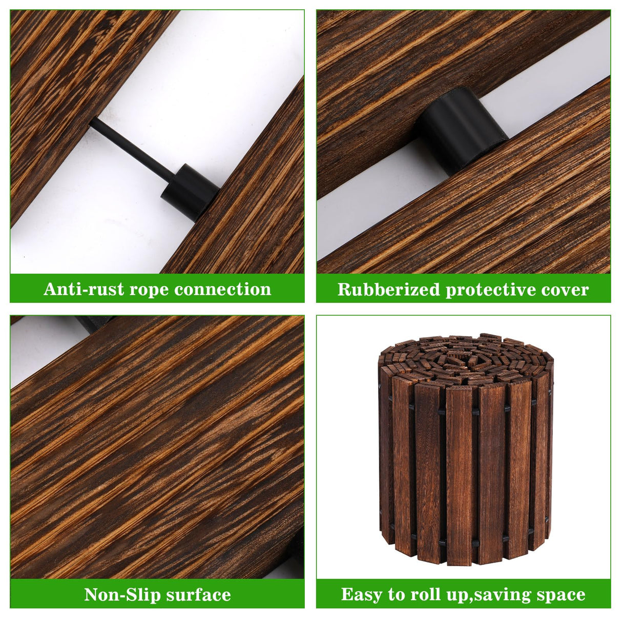 Landical 24ft Wooden Garden Pathway with Non Slip Surface Roll Out Boardwalk Walkways Road Floor Pathway Rustic Path Decorative Patio Pavers for Outdoor Garden Beach Wedding Party(Brown)
