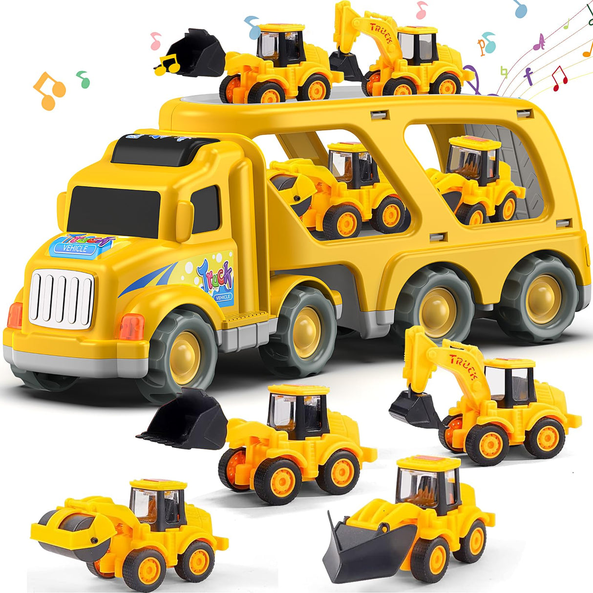 Veslier Construction Truck Toys for Boys Girls Age 1 2 3 4 5 6 Years Old,Carrier Transport Trucks for Kids 1-3 3-5 Year Old,Christmas Birthday Gift Toddler Toys.