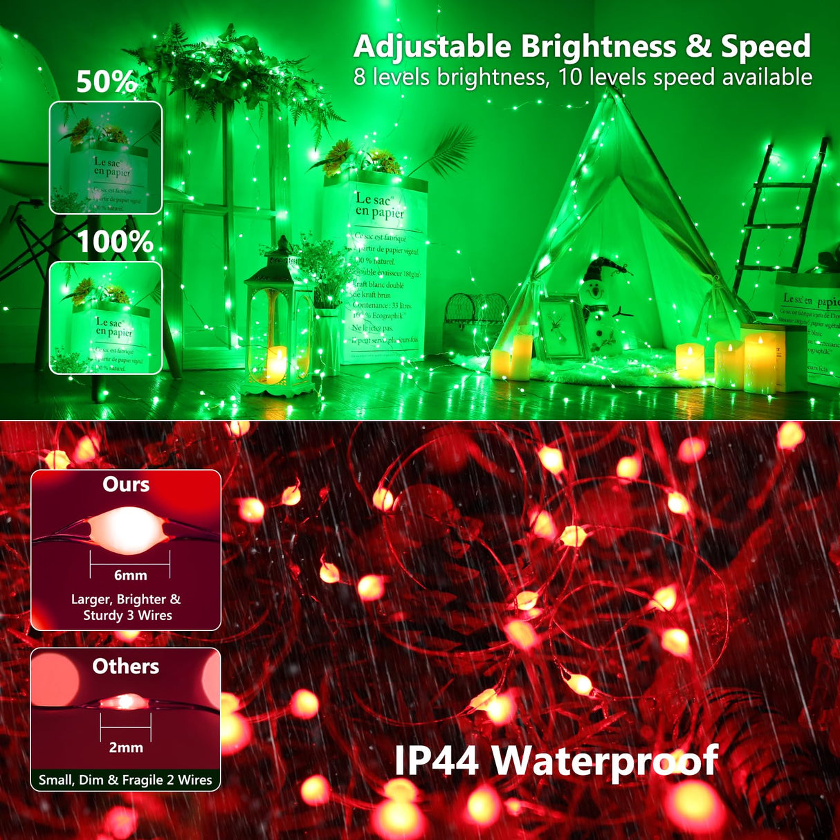BrizLabs Christmas Fairy Lights - 66ft 200 LED Color Changing Fairy Lights with Remote, Plug-in RGB Rainbow Xmas Twinkle Light Indoor Purple Orange Starry Light for Xmas Halloween Home Party Wedding