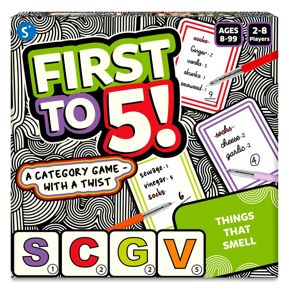 Skillmatics Board & Card Game - First to 5, Category Game with a Twist, Quick Thinking, Perfect for Parties, Christmas, Family Game Nights, Gifts for Kids, Teens, Adults, Ages 8, 9, 10 & Up