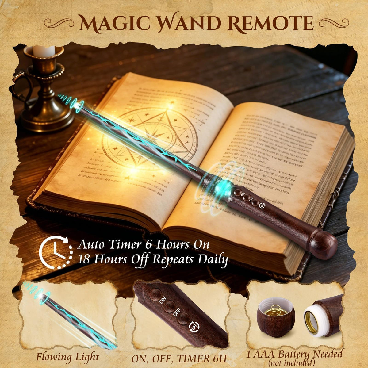 OCATO Upgraded 20Pcs Floating Candles with Wand for Halloween Decorations