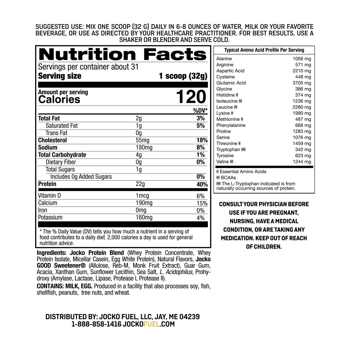 Jocko Fuel Mölk Whey Protein Powder 22g Protein - Low Sugar Monk Fruit Blend - Muscle Recovery & Growth, Packaging May Vary (31 Servings, Vanilla Milkshake)