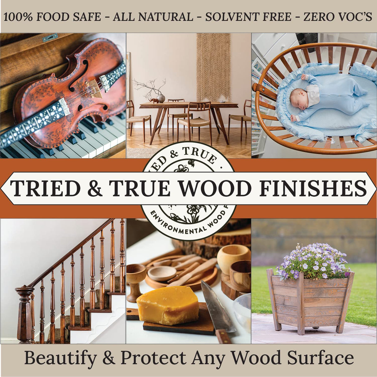 Tried & True Original Wood Finish, Pint - Linseed Oil & Beeswax Blend, Ideal for All Woodwork, Long-Lasting Durability, Food Safe Sealer, Non-Toxic Wood Finish