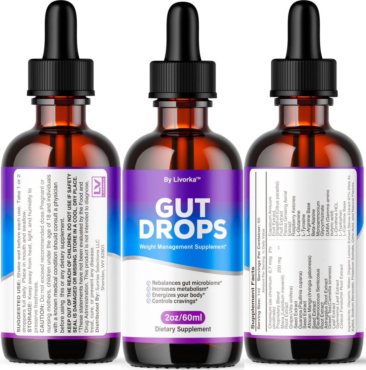 (3 Pack) Gut Drops - Official Gutdrop Supplement Premium Formula, Gutdrops All Natural Liquid Support Advanced Formula Healthy Drops Reviews, Gutdrops Healthy Gut Support, 3 Bottles for 3 Months