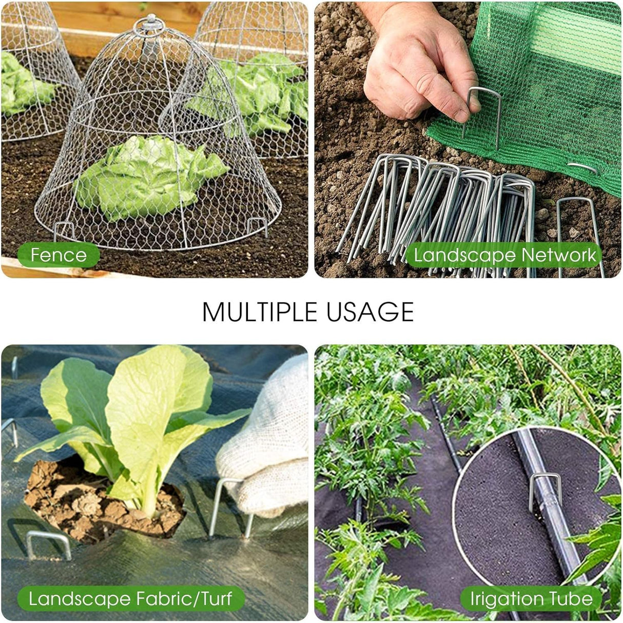 UPMCT 12 Inch Galvanized Garden Landscape Staples Stakes, 25 50 100 PCS Anti-Rust Garden Staples Tent Ground Stakes U-Shaped Landscape Pins for Secure Lawn Fabric, Decoration (50, 12 Inch)