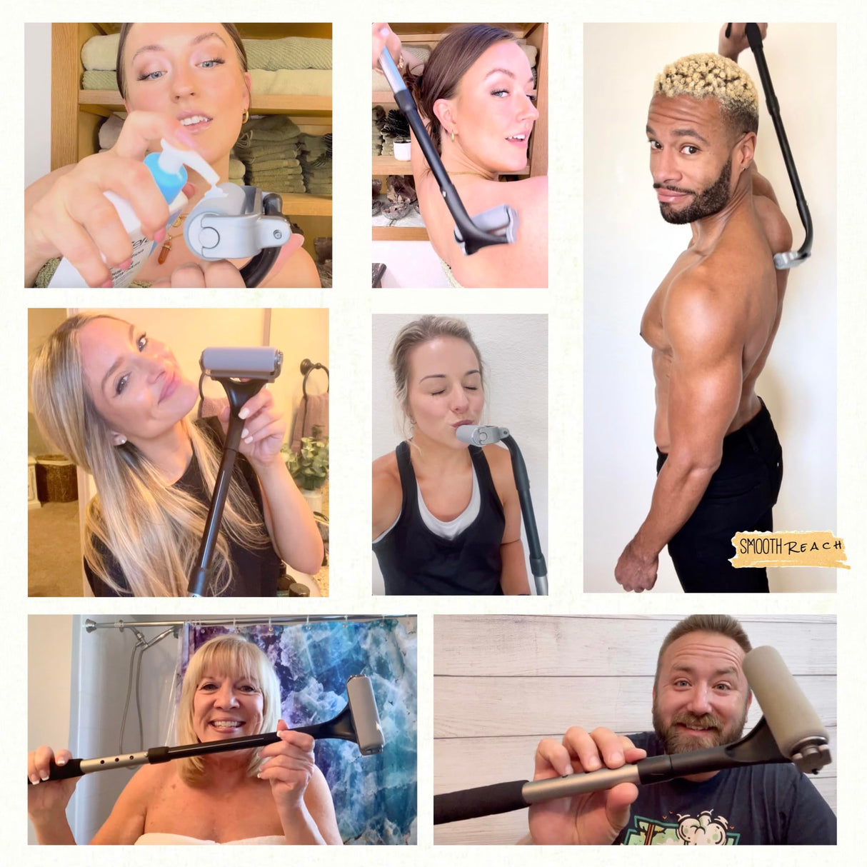 SMOOTH REACH Lotion Applicator for Back - Self Tanner and Sunscreen Application Roller - Works with Moisturizer, Cream, Ointment, Oil - Single