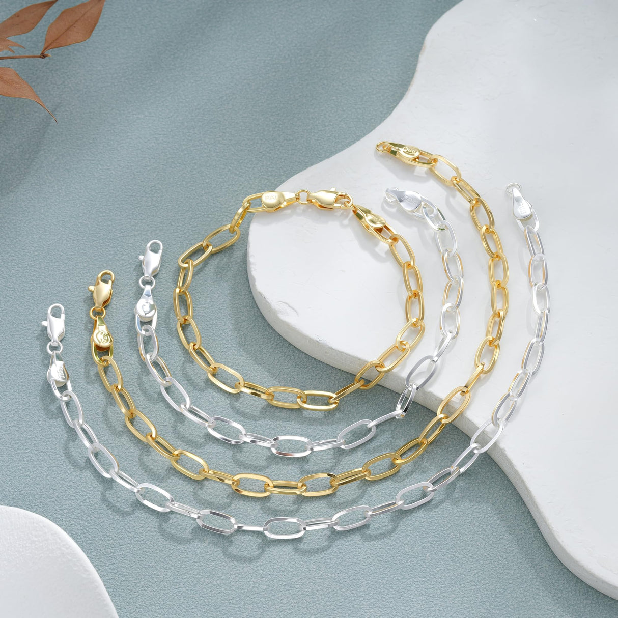 Treasure Bender S925 Sterling Silver Paperclip Chain Bracelets 7inches