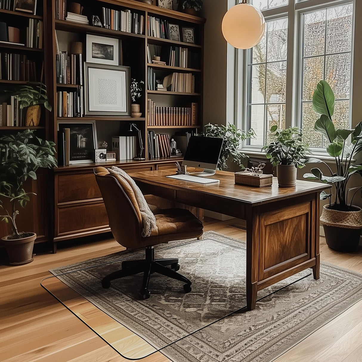 Furnbar Office Chair Mat for Carpet & Hardwood, Upgraded 29" x 42" Dual Use Tempered Glass Chair Mat for Chair and Footrest Under Desk