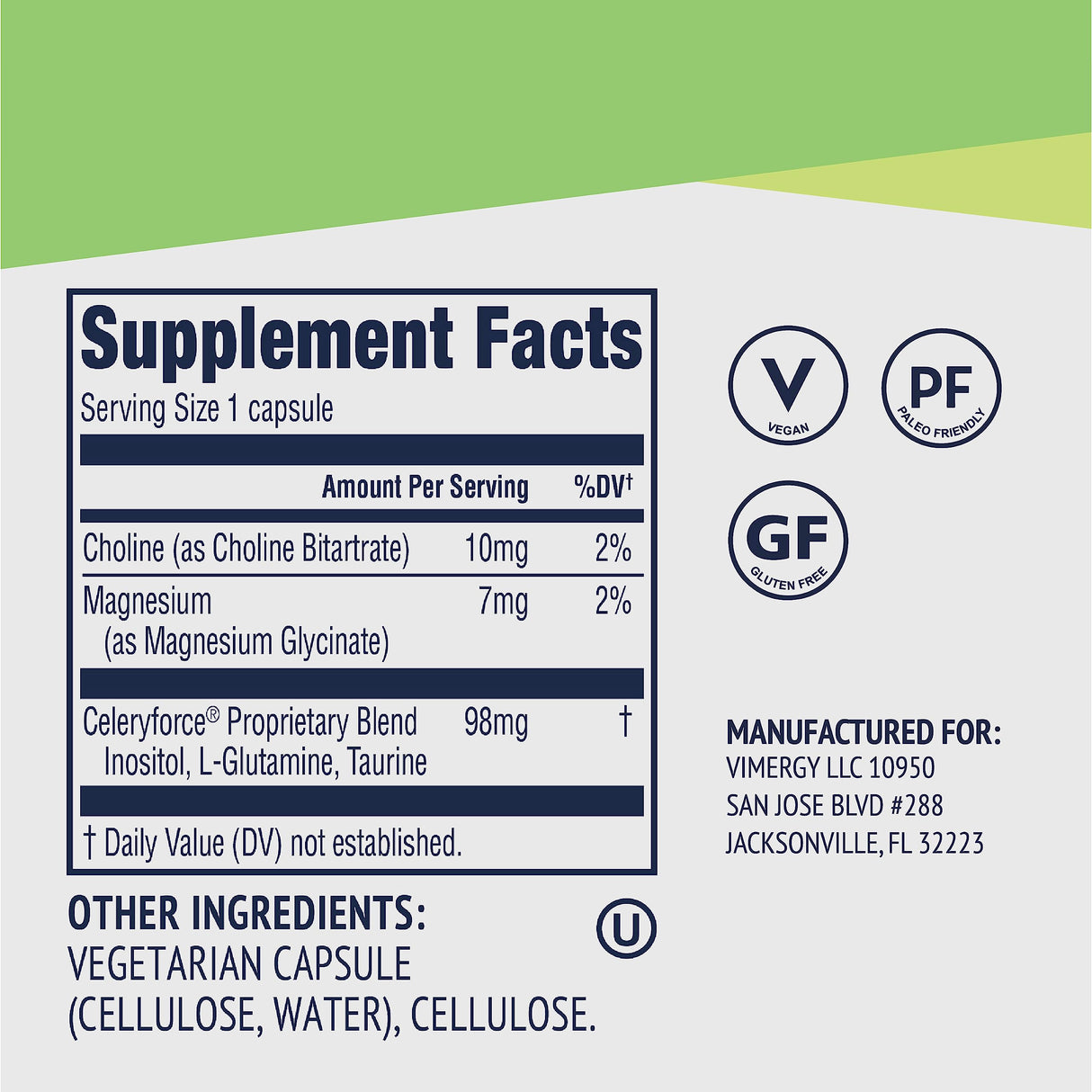 Vimergy Celeryforce – Nutrients and Amino Acids – Supports Your Wellness Routine* – Kosher, Vegan & Gluten-Free – 60 Capsules