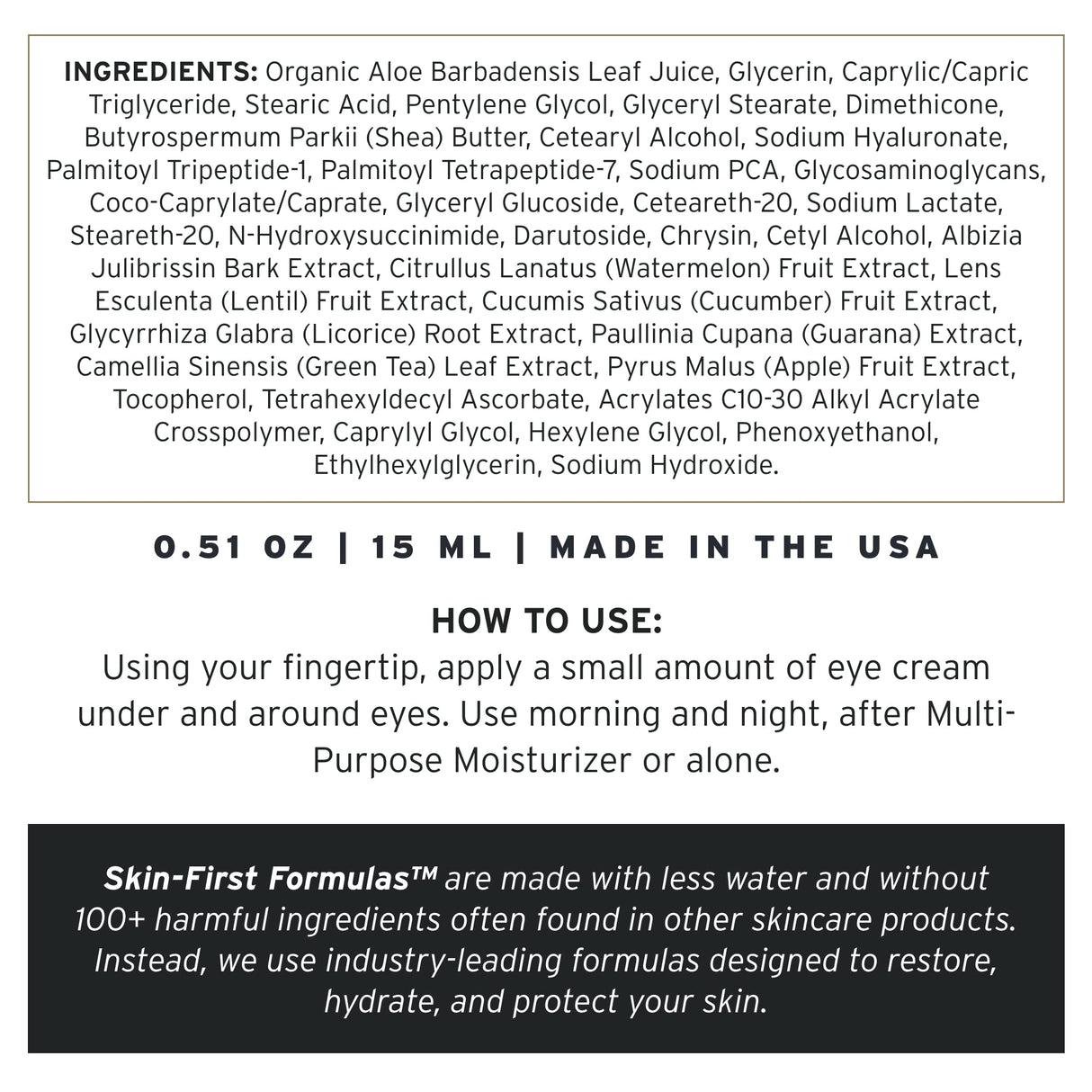 Supply Age Defense Eye Cream– Anti-Aging Eye Moisturizer with Peptides, Hyaluronic Acid & Caffeine – Reduces Dark Circles, Puffiness & Eye Bags 0.5 oz