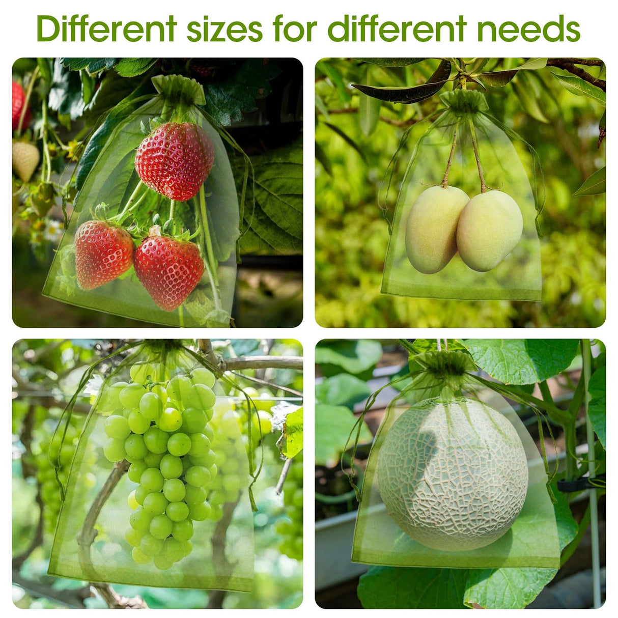 Kikhope 50 Pcs Fruit Protection Bags, 9.5x13.5 inch Garden Netting Bags