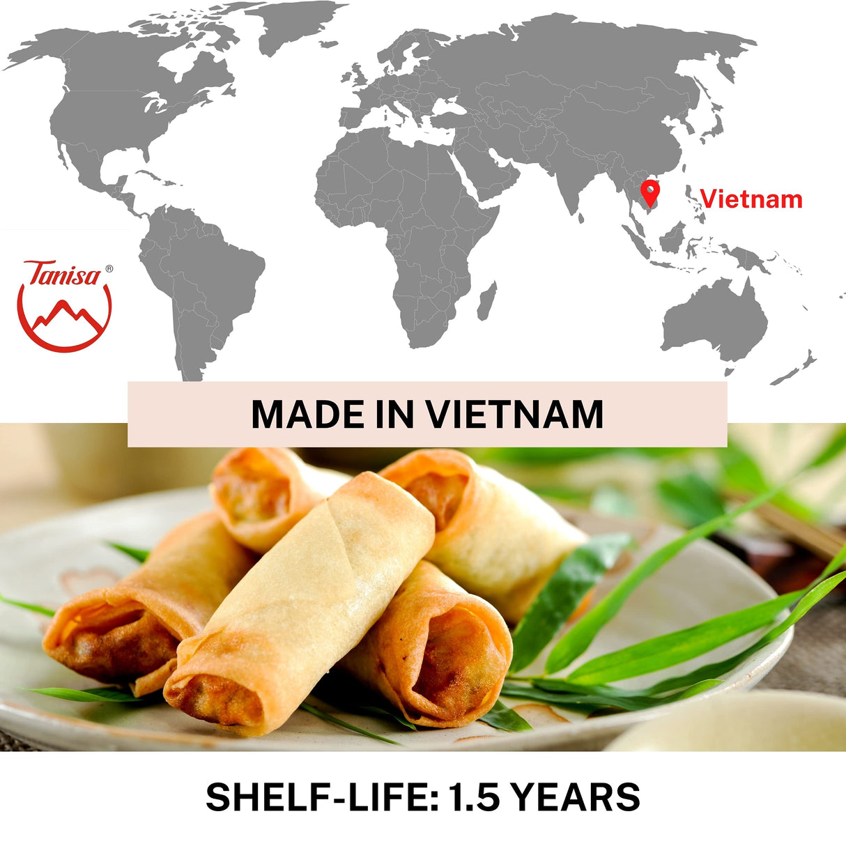 TANISA 2 Packs Rice Paper Wrappers, 76 Sheets Spring Roll Wrappers for Deep Fried (22cm, Round, 12 oz/pack) Cha gio, Gluten Free Wraps, Egg roll wrappers for frying, Papel de arroz comestible
