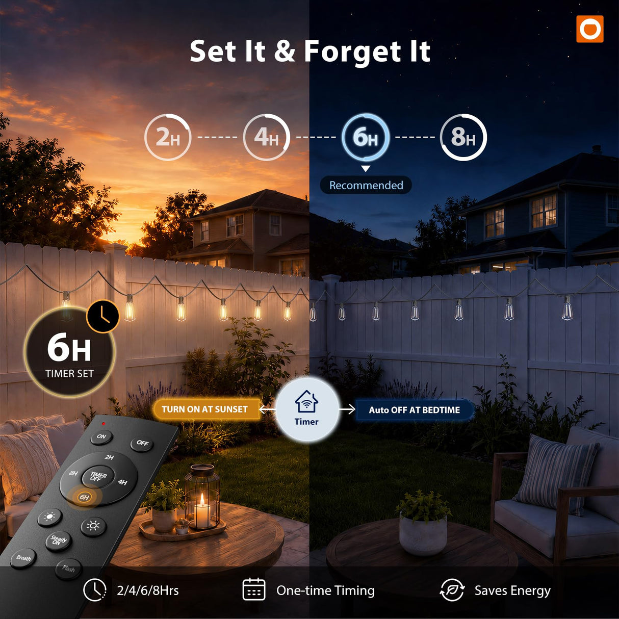 addlon 198FT Outdoor String Lights for Outside with Remote Waterproof Patio Lights with Plastic ST38 LED Edison Bulbs Outdoor Lighting Extra Long for Backyard Bistro Porch Garden Pergola Party Decor