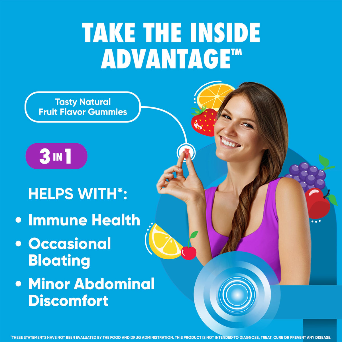 Digestive Advantage Daily Probiotic, Natural Fruit Flavor - 80ct Gummies