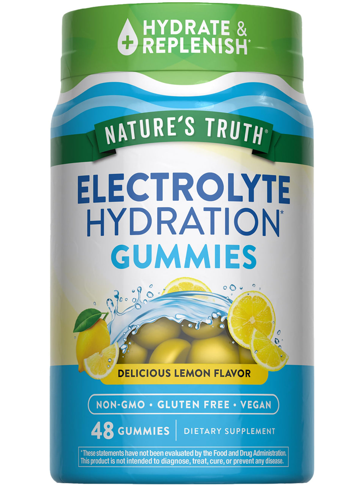 Nature's Truth Electrolyte Gummies for Hydration | 48 Count | Vegan, Non-GMO & Gluten Free Supplement | Lemon Flavor