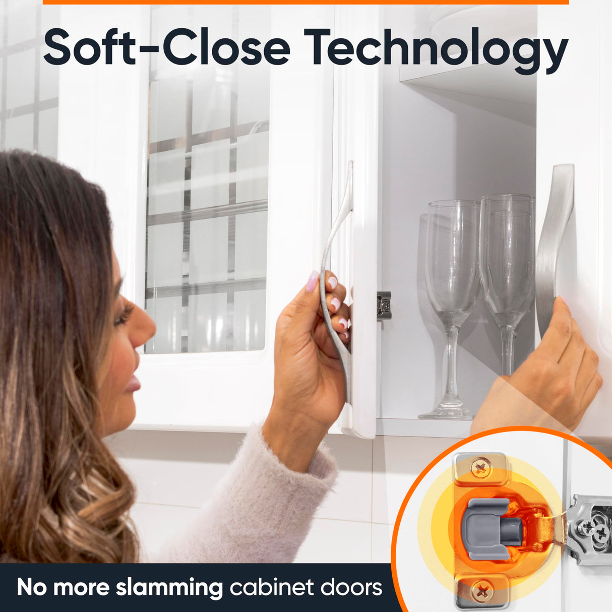 Decobasics 60 Pack Soft Close Cabinet Hinges – 7/16" Overlay for Kitchen Cabinet Doors, Face Frame Concealed Hidden Hinges – Stainless Steel, Self-Closing with 3-Way Adjustment & Slow Close Damper