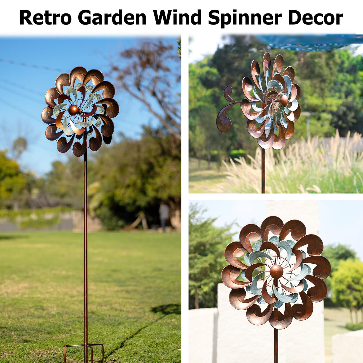 Wind Spinners for Yard and Garden Large, 84 Inch Wind Spinners Outdoor Metal, Wind Sculptures & Spinners Birthday Gifts for Family or Friends(Classical Flower)