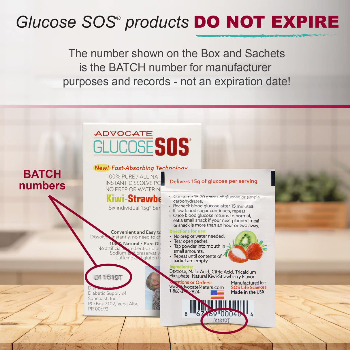 Glucose SOS Glucose Powder Packets with Natural Dextrose, Fast-Absorption That Instantly Dissolves in Your Mouth with No Water Needed, Green Apple Crisp 12 Servings