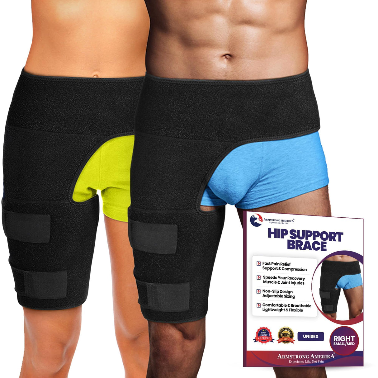 Hip Brace Thigh Compression Sleeve | Hip Sciatica Pain Relief Device Brace | Hamstring & Groin Compression Sleeve Wrap for Sciatic Nerve Relief | Hip Support Brace for Women & Men | Small / Right