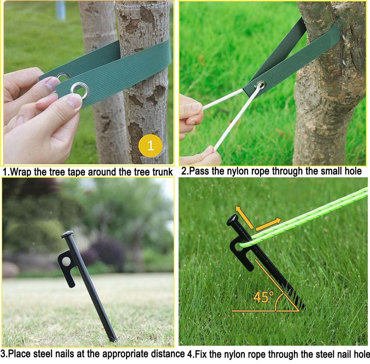 6 Pcs 12 Inch Heavy Duty Steel Tree Stake Kits, Tree Stakes and Supports for Young Trees Against Bad Weather Leaning Tree Anchor Straightening Kit, Bonus Tree Straps & Rope for Anchoring