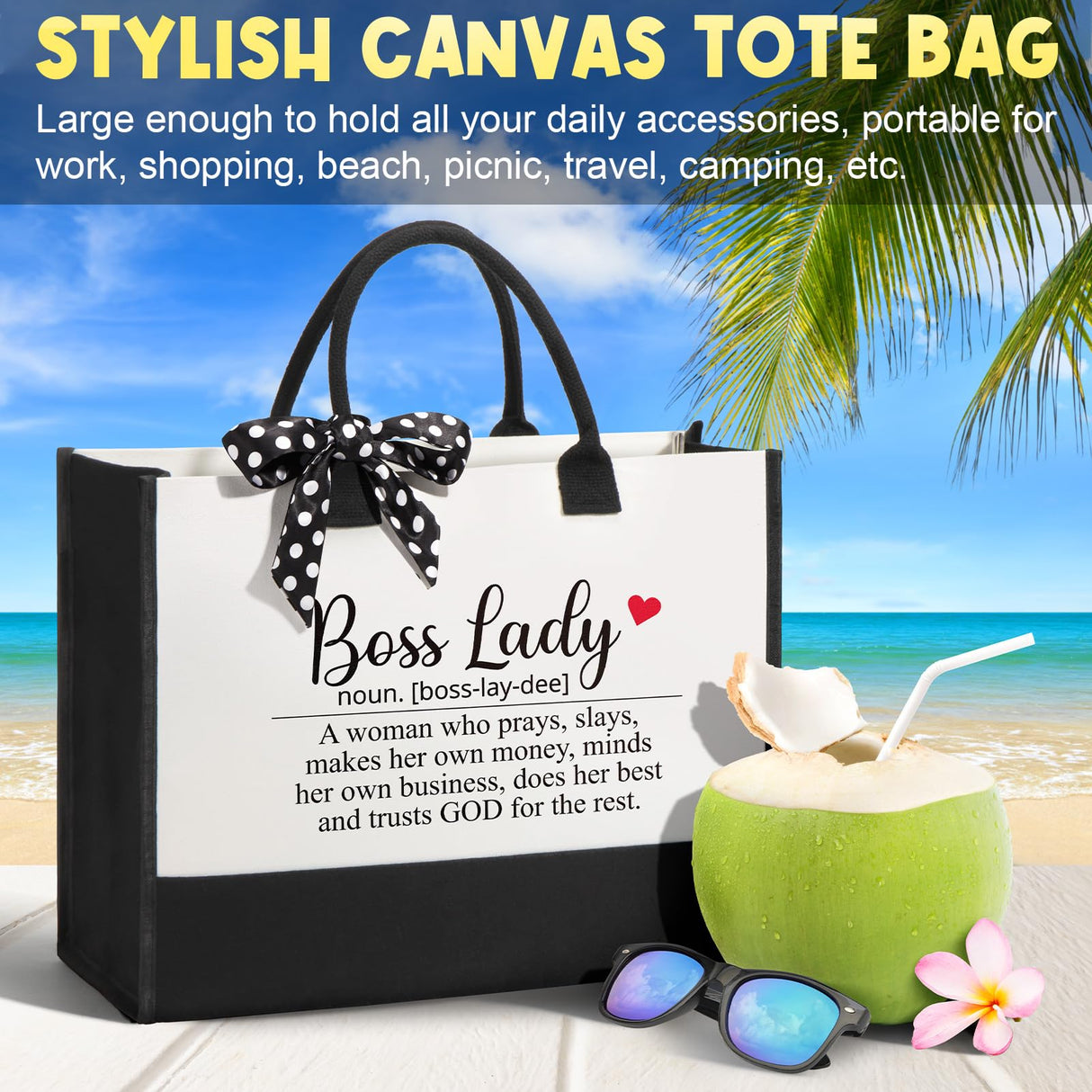 Boss Day Gifts for Her Women, Best Boss Lady Gifts for Women Cool Bosses Gift Basket for Female, Funny Thank You Bosses Lady Appreciation Birthday Christmas Farewell Gift Set with Canvas Tote Bag
