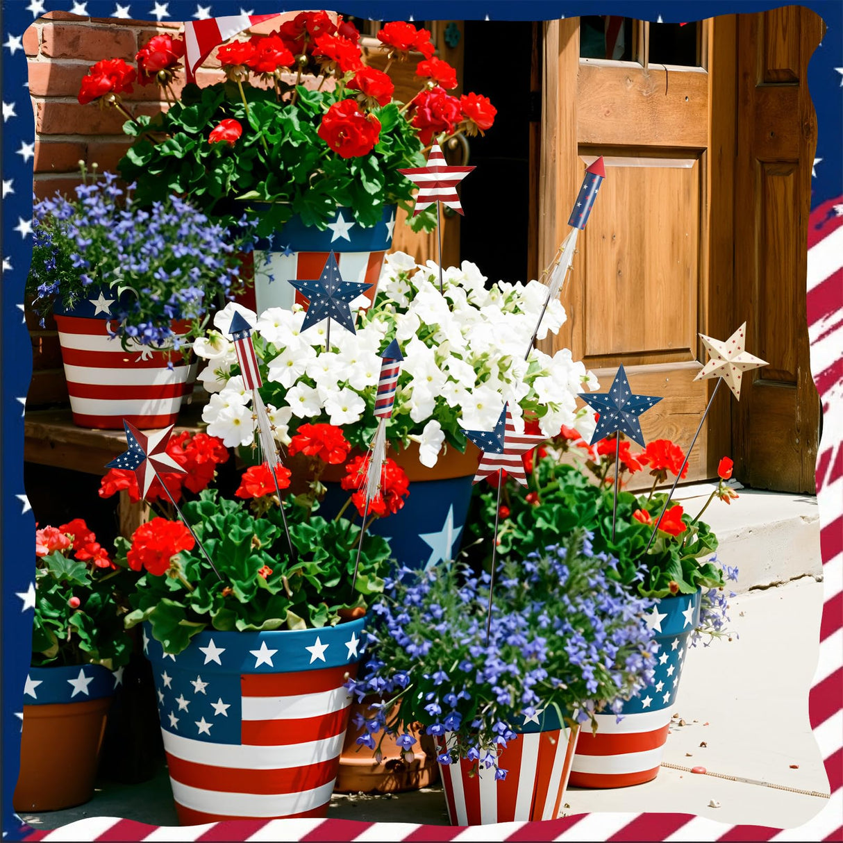 Shimeyao 8 Pcs Metal 4th of July American Garden Stakes Patriotic Metal Garden Signs 12 Inch Barn Star Independence Day Yard Signs Outdoor Decor for Home Lawn Porch Holiday Front Backyard