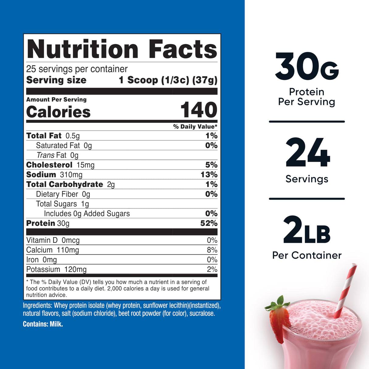 Nutricost Whey Protein Isolate (Strawberry Milkshake) 2LBS