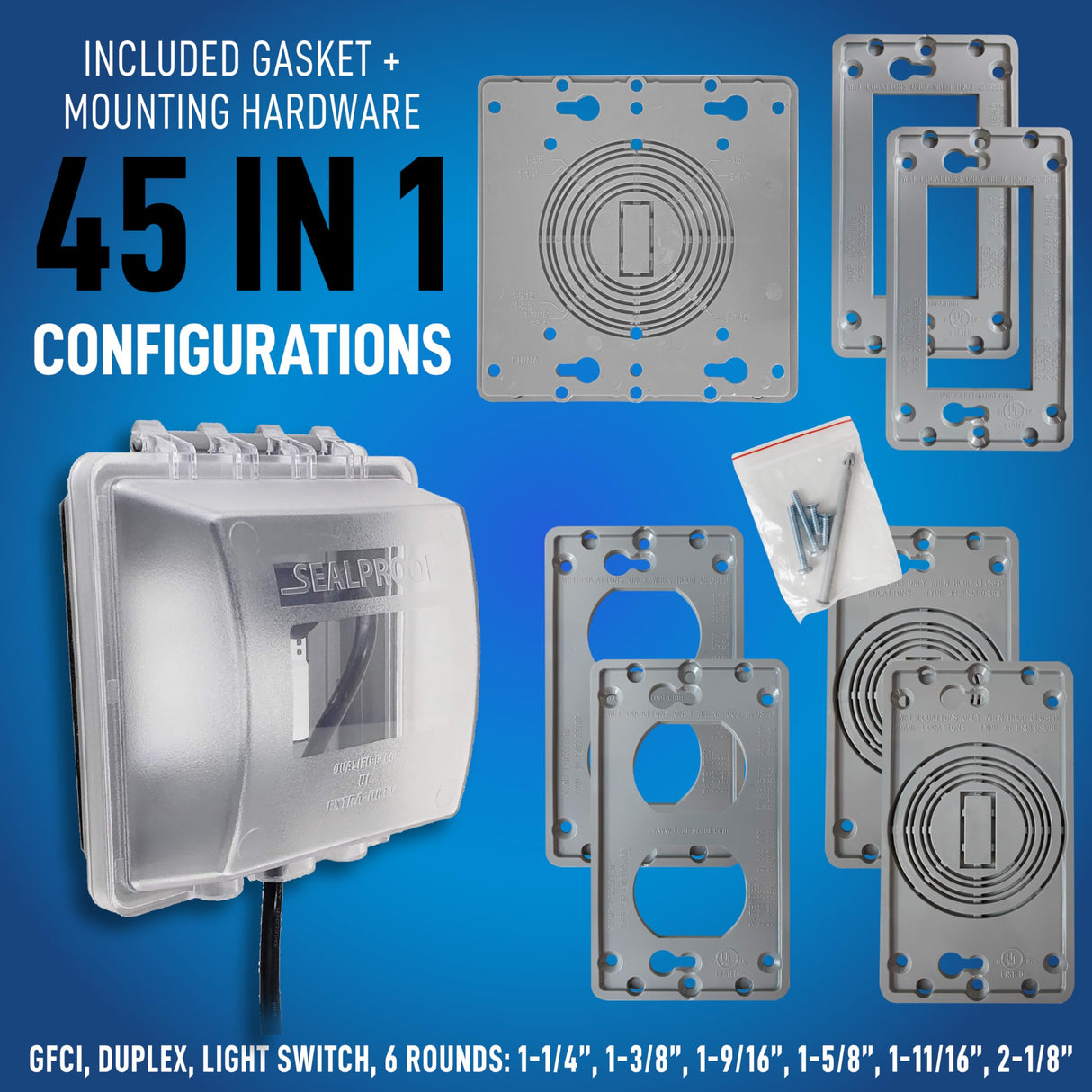 Sealproof 2-Gang Weatherproof In Use Outlet Cover | Two Gang Outdoor Plug and Receptacle Protector, Lockable, UL Extra Duty Compliant, 45 Configurations