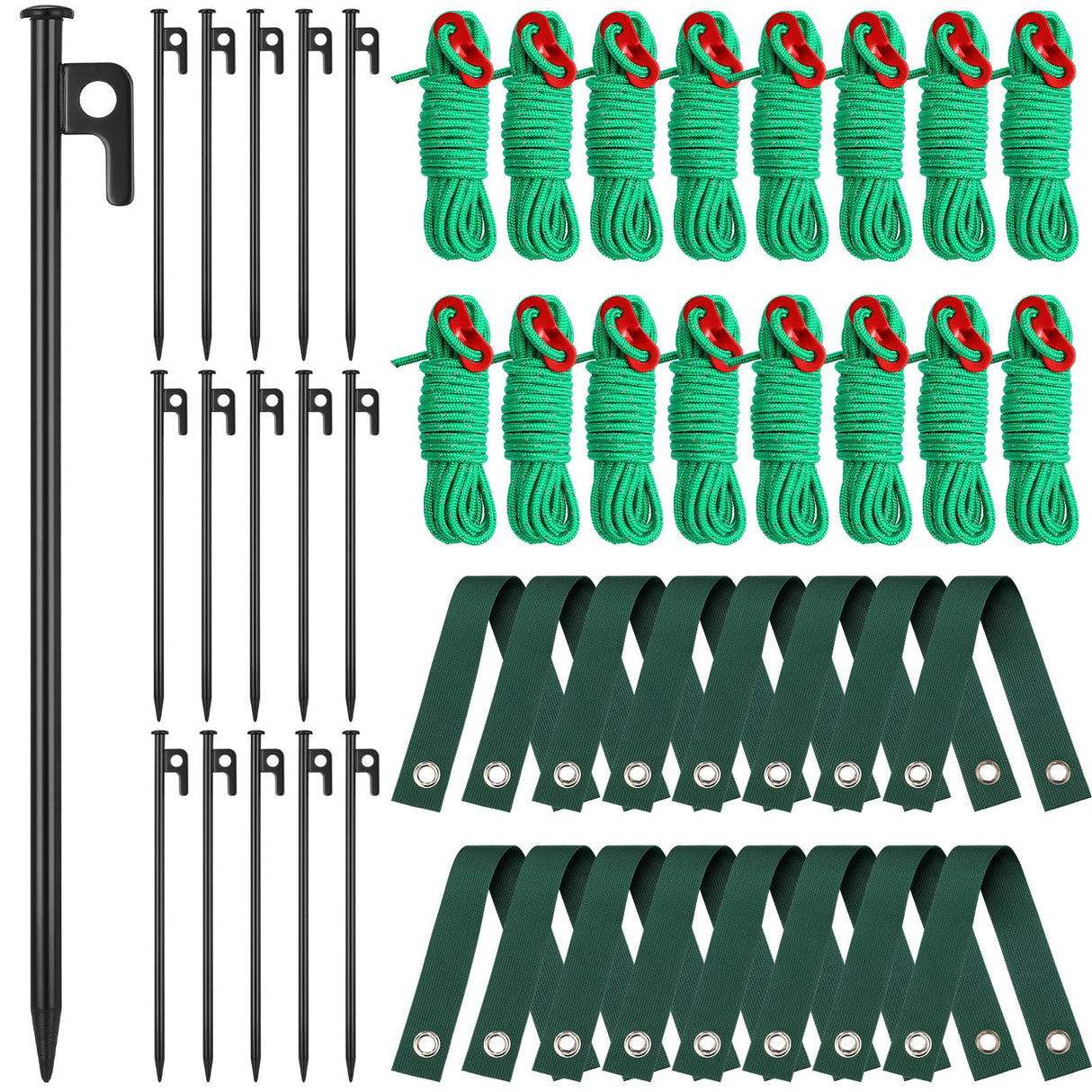 Suzile 48 Pcs Tree Staking Kit for Young Trees, Steel Stakes, Straps, Ropes