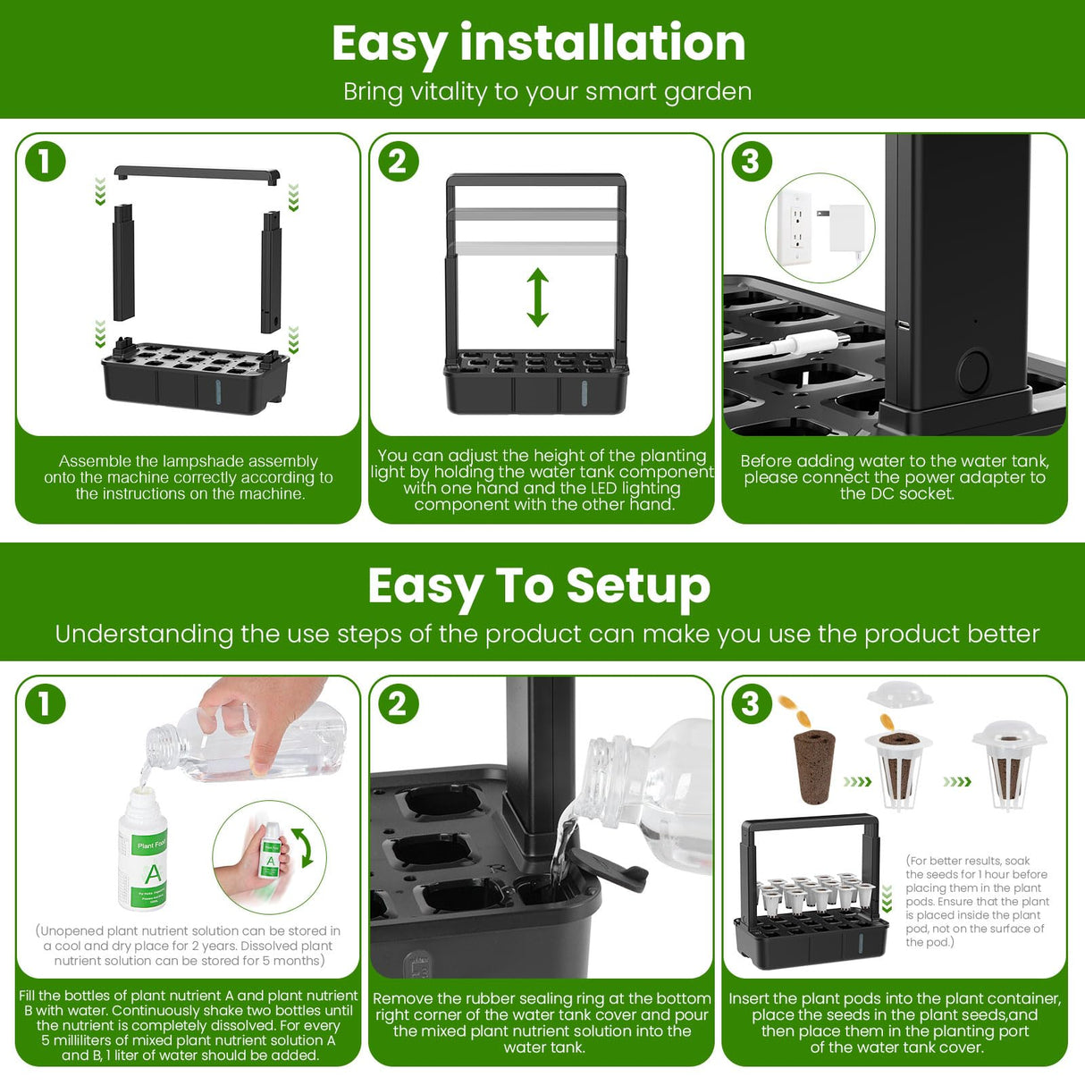 Hopegarden Indoor Garden Hydroponics Growing System: 15 Pods Plant Germination Kit Herb Vegetable Growth Lamp Countertop with LED Grow Light - Hydrophonic Planter Grower Harvest Lettuce