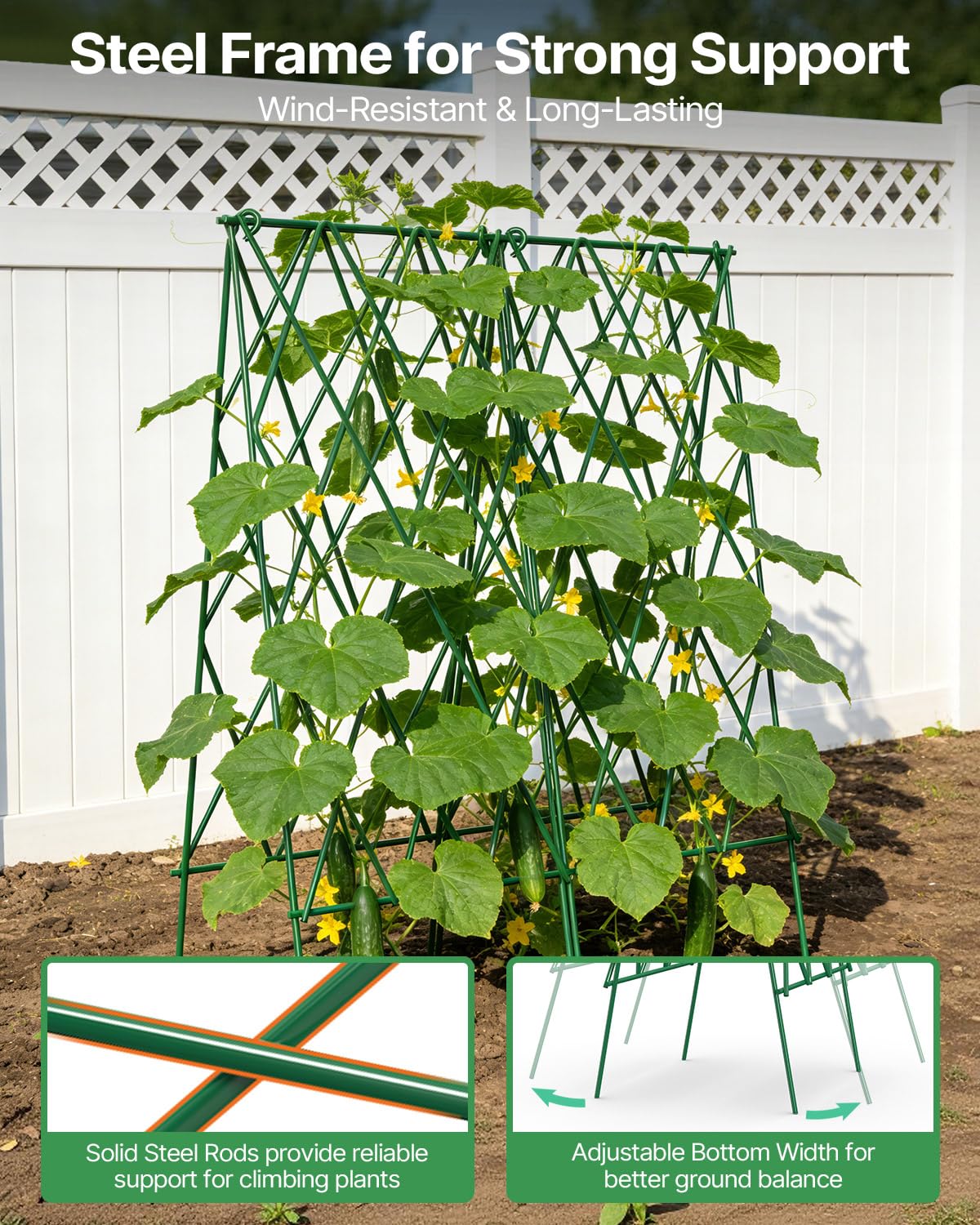 Suteck Cucumber Trellis 39.2" 2 Pack A-Frame, Foldable Metal