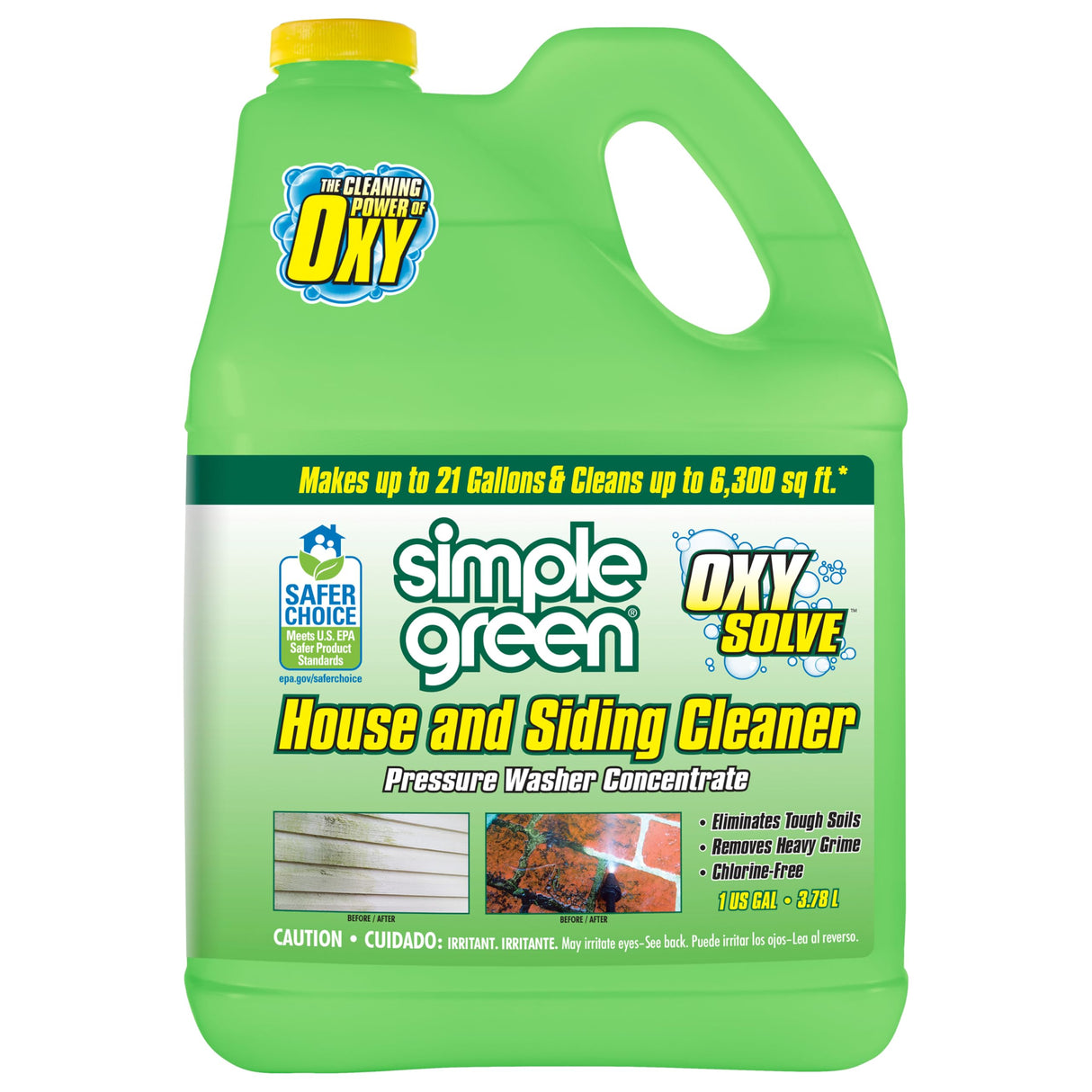 Oxy Solve House and Siding Pressure Washer Cleaner - Removes Stains from Mold & Mildew on Vinyl, Aluminum, Wood, Brick, Stucco - Concentrate 1 Gal.
