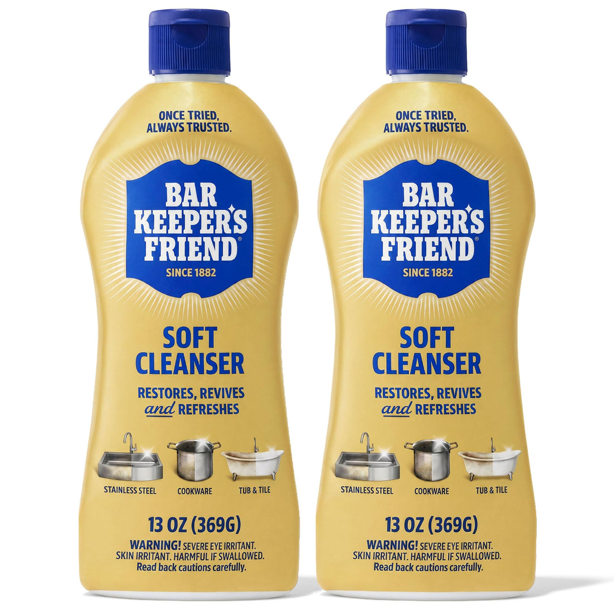 Bar Keepers Friend Soft Cleanser Liquid Multipurpose Cleaner, 13 Oz, 2 Pack