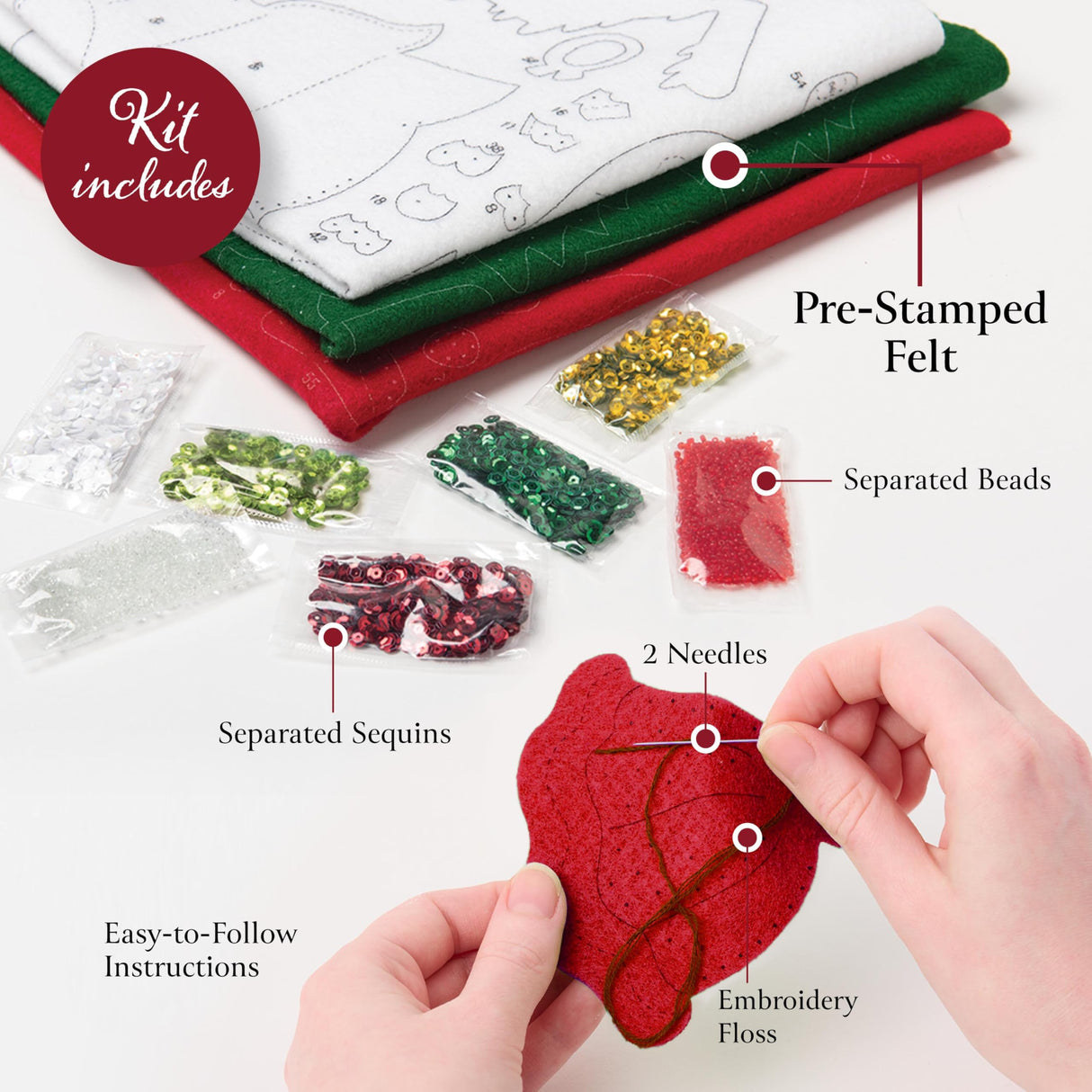 Bucilla Felt Applique 18" Stocking Making Kit, Christmas Dogs, Perfect for DIY Arts and Crafts, 89251E