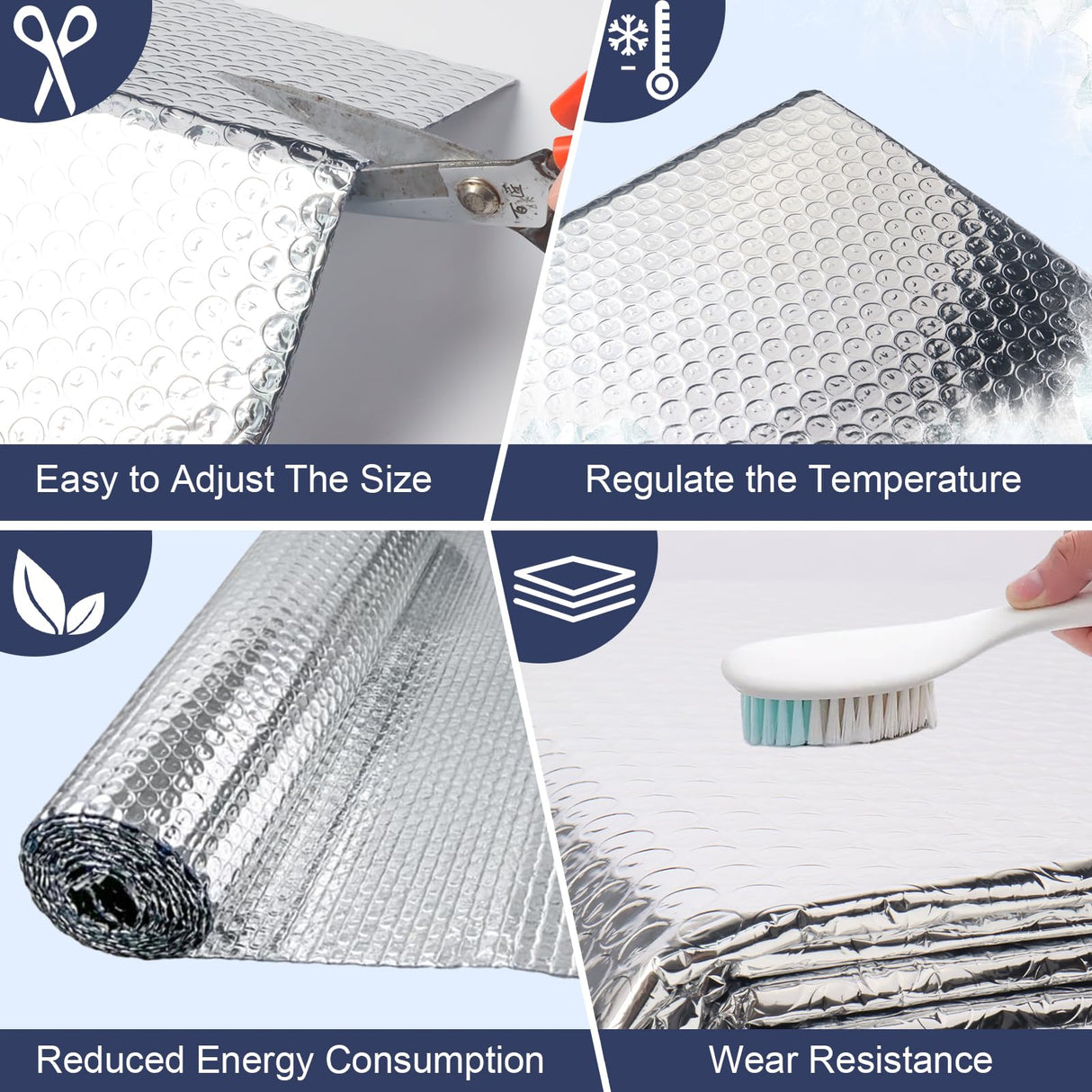 DGSL Double Reflective Bubble Foil Insulation Foam, 47IN X 10FT Window Insulation for Summer Heat Reflective Window Film for Window, Garage Door, RV, Roof