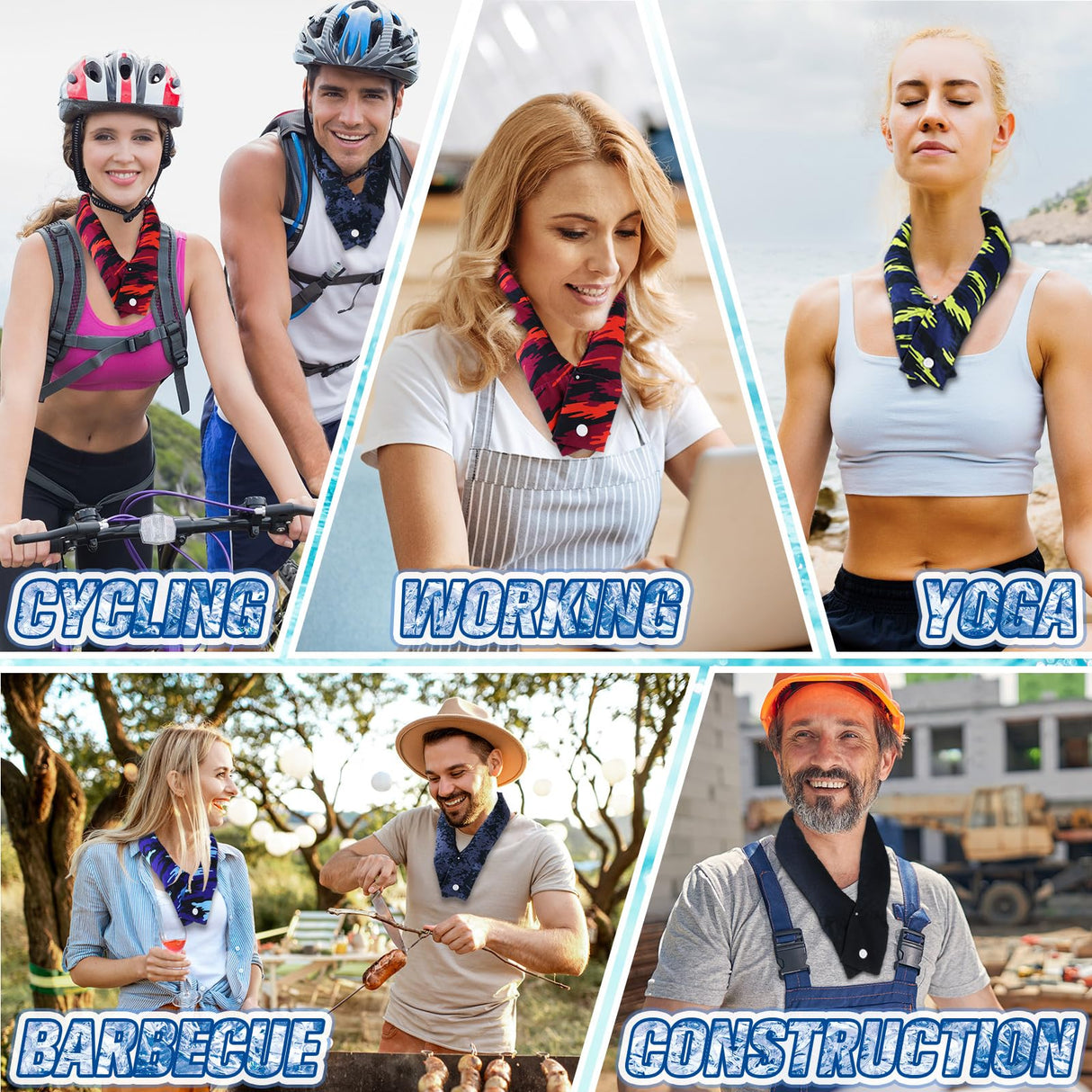 Tarpop 30 Pieces Cooling Neck Wraps Bulk Camo Ice Cooling Bandana Reusable Cooler Scarf Tube for Hot Weather Outdoor Fishing Running