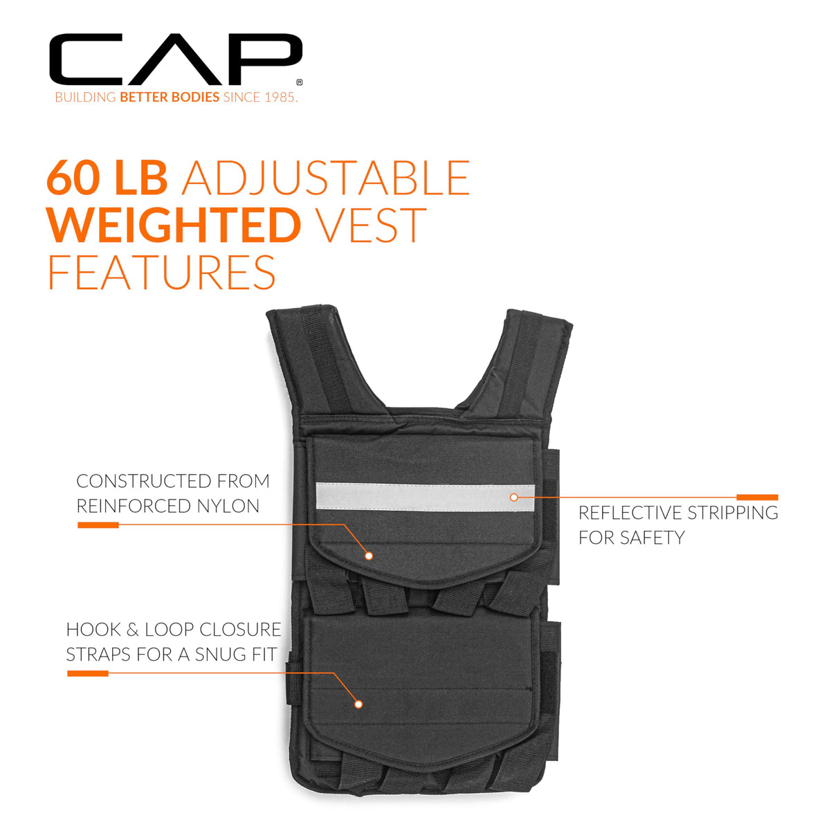 CAP Barbell Adjustable Weighted Vest, 60 lb