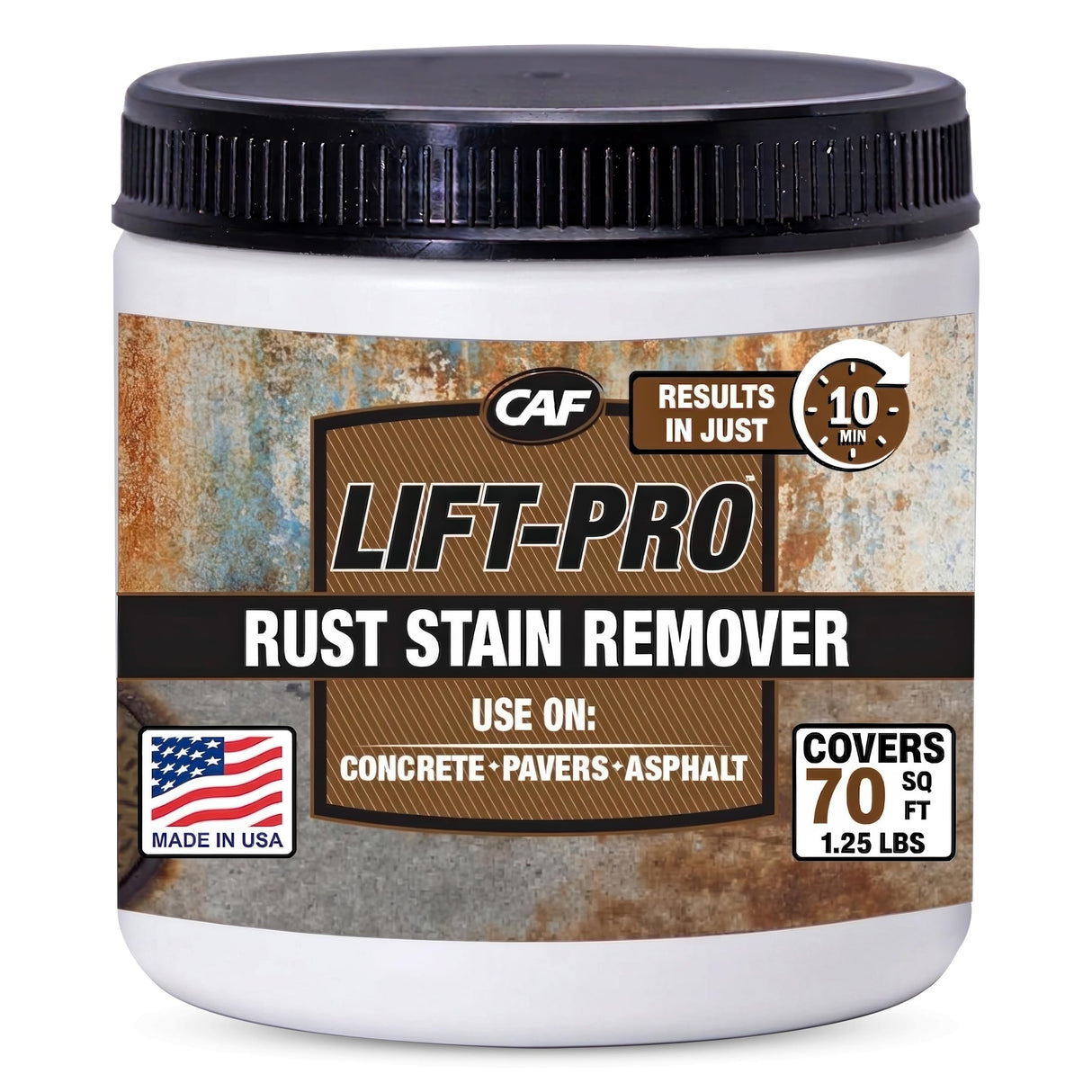 CAF Lift Pro Rust Stain Remover Concentrate for Concrete, Pavers, Brick, Tile and Grout, Outdoor Natural Cleaner Powder Makes 1 Gallon, No Scrub Rust Remover for Driveway, Patio and Asphalt Surfaces