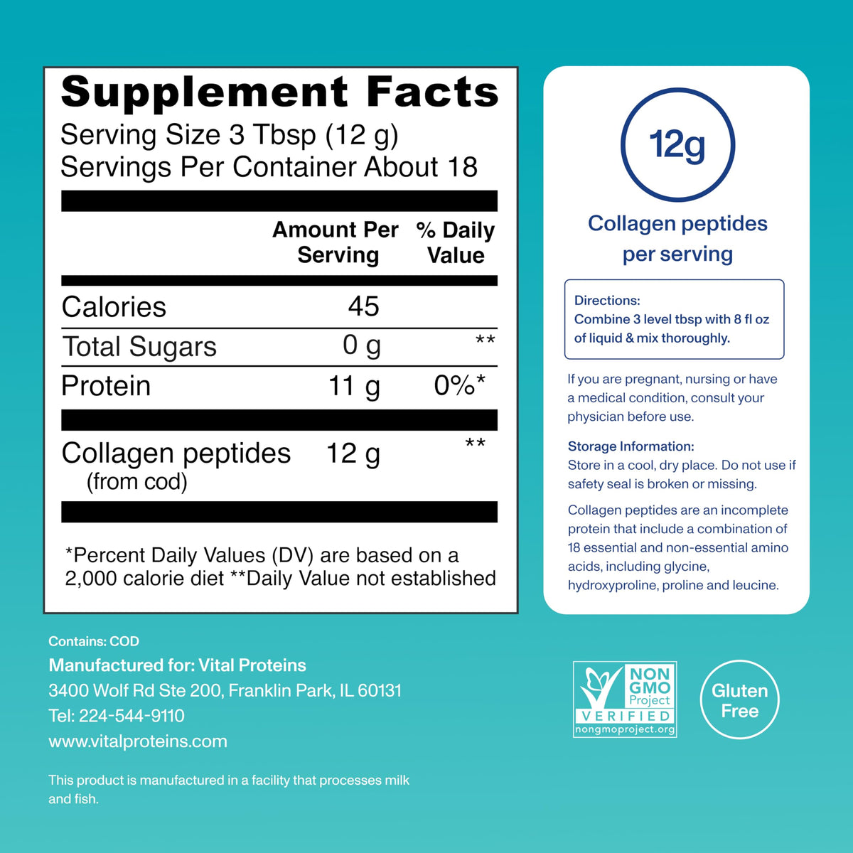 Vital Proteins Marine Collagen Peptides Powder Supplement, 7.8oz