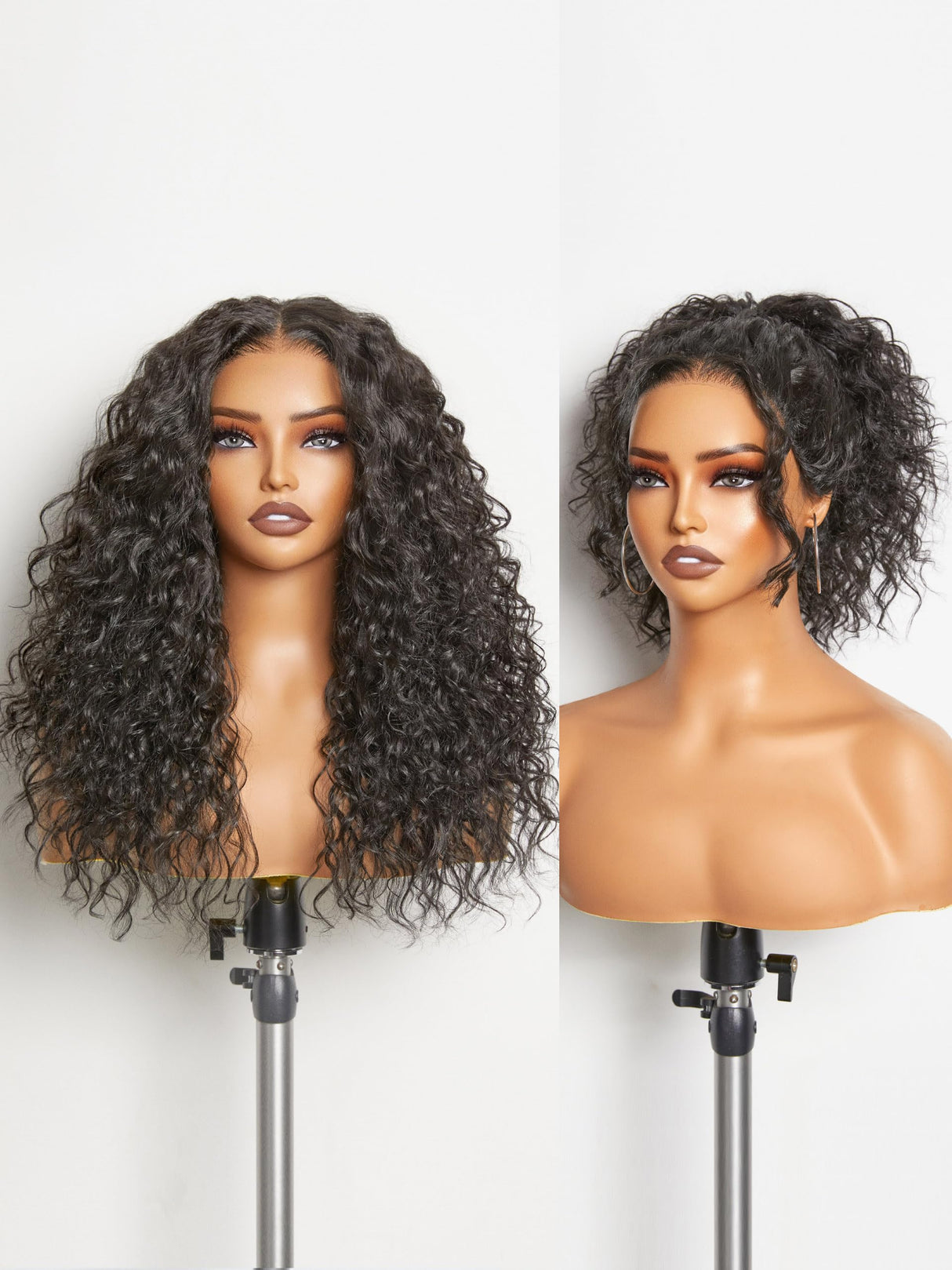 GORGIUS Glueless Curly Lace Front Wig Pre Plucked Middle Part Closure Wig 20 Inch Natural Black Pre Cut Synthetic Curl Wig Upgraded with Premium Human-Hair-Like Fiber