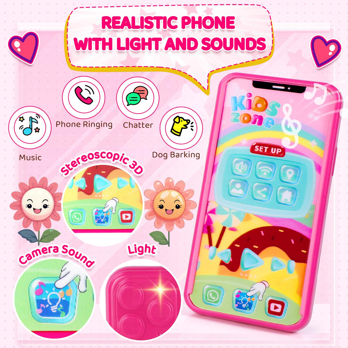 INNOCHEER Little Girls Purse, Kids Toy Purse with Pretend Makeup, Play Purse for Little Girls, Pretend Play Toddler Purse, Birthday Christmas Princess Gifts Toys for Girls 3 4 5 6 7 8 Year Old